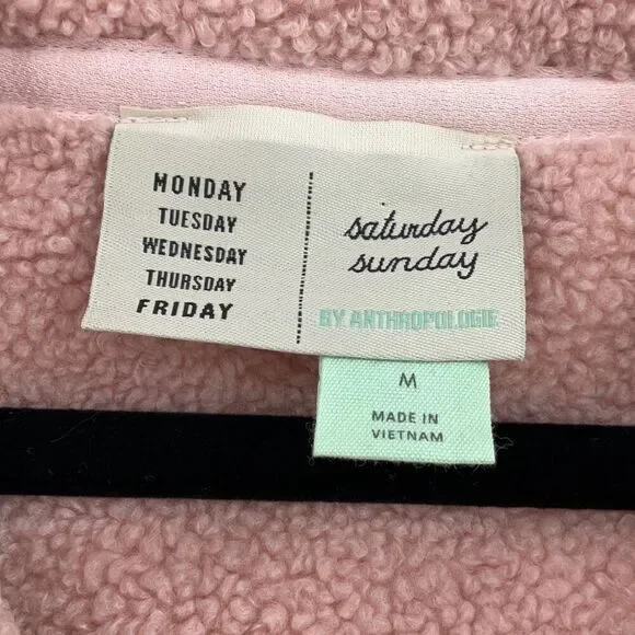 Anthropologie Saturday Sunday Reversible Satin Leona Pink Hoodie Snap Fleece Jac - Picture 3 of 9